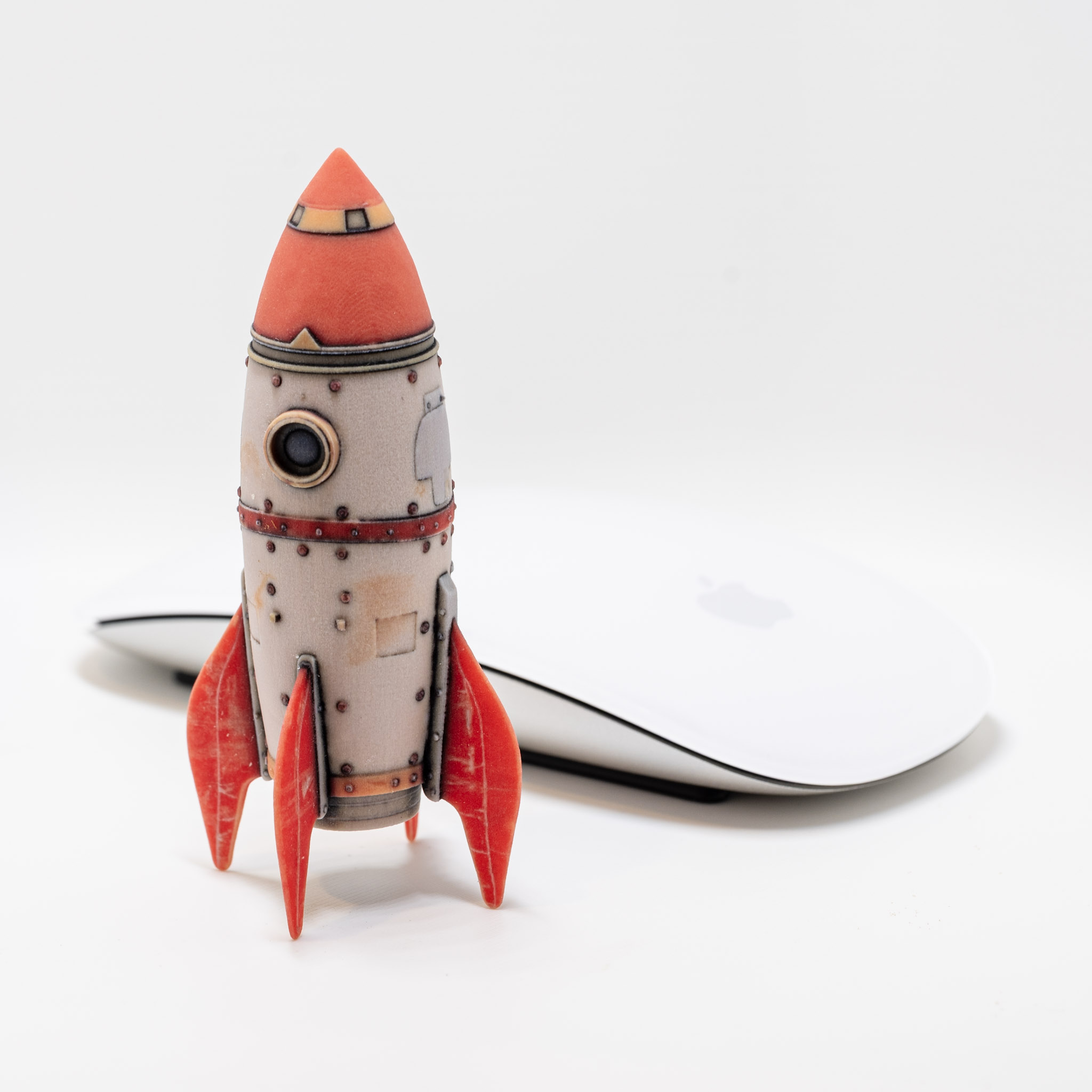 Full-color retro rocket model